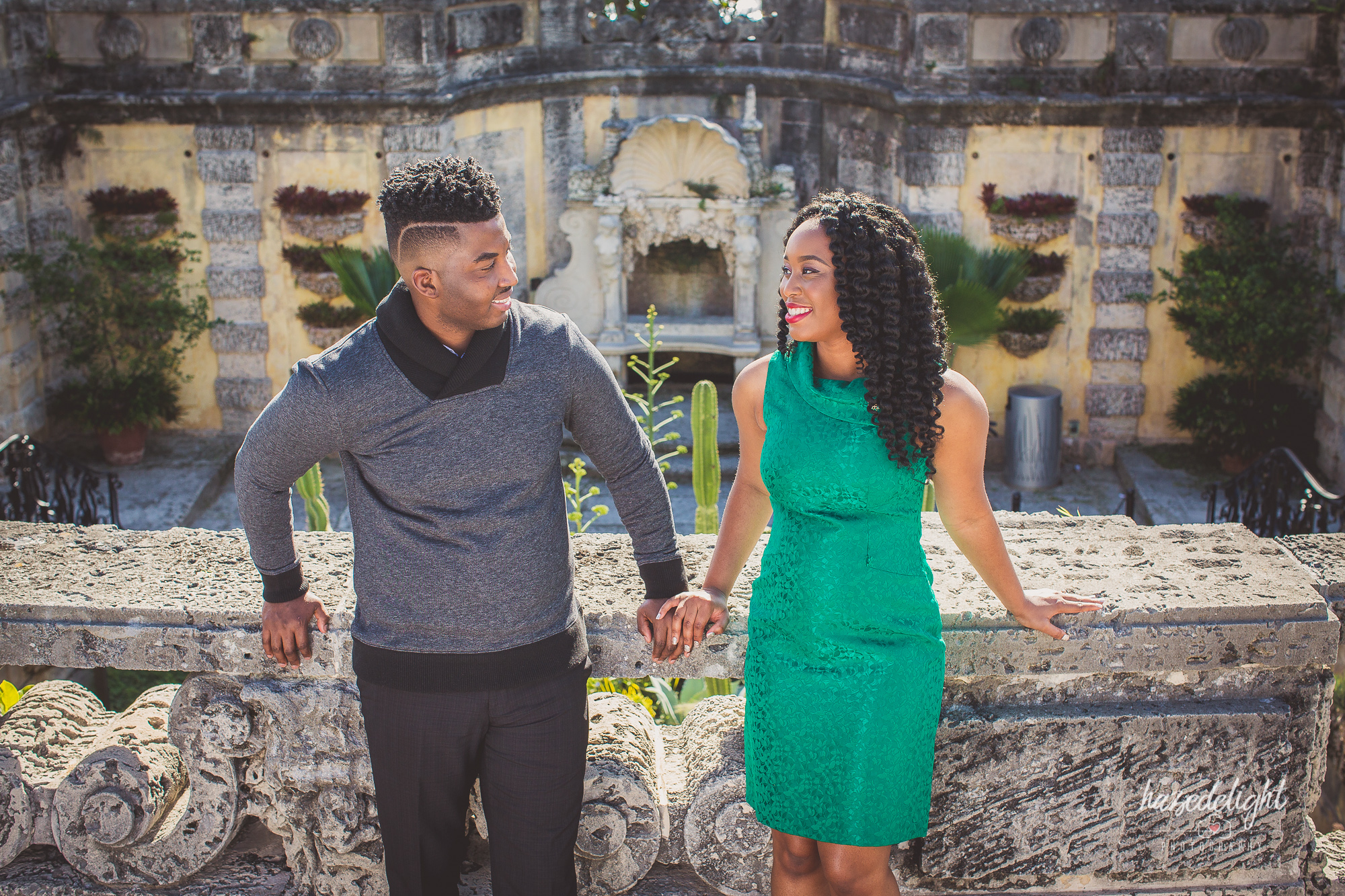 Malissa & Jean: Engagement Photography Session at Vizcaya Museum, Fl.